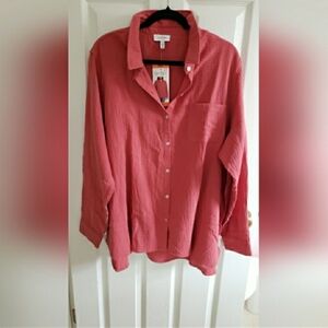 NWT, Jessica Simpson, XXL, 100%, lightweight cotton shirt, terra cotta color.